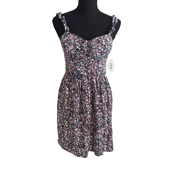 AUW Secret Charm Dresses & Skirts - AUW Womens Dark Floral Babydoll Fairy Grunge Mini Dress Size S Coquette